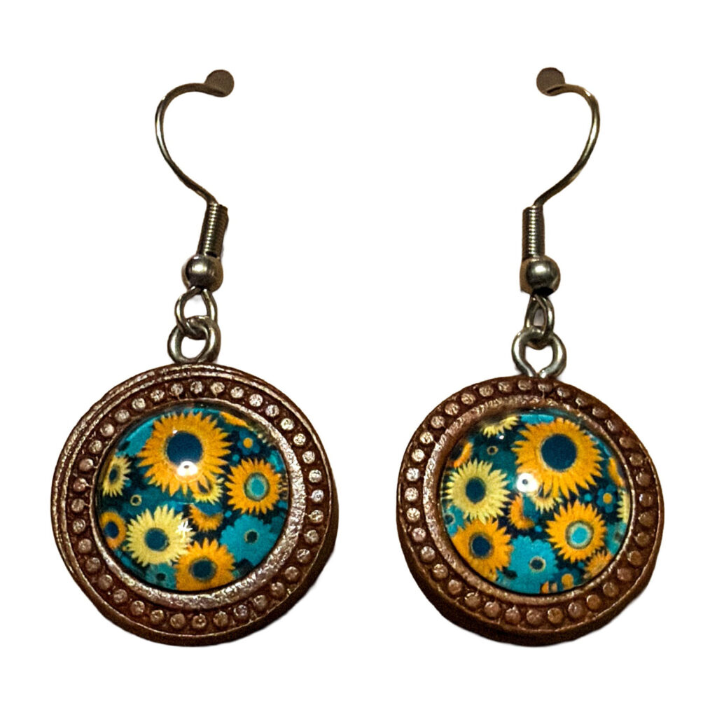Wooden Etched Dangle Earrings