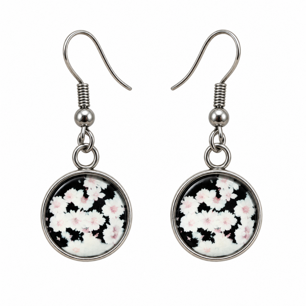 Stainless Cabochon Dangle Earrings